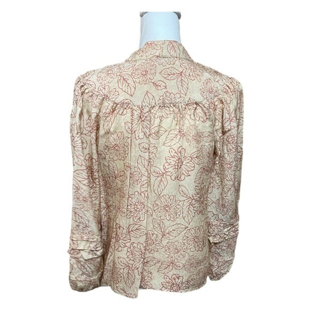 Current Air Floral Tie Top Blouse Long Sleeves with Ruffles - Picture 7 of 11